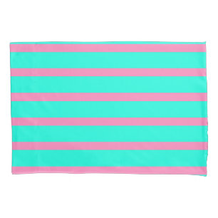 Pastelltürkis, blau-grün und rosa Streifen Kissenbezug