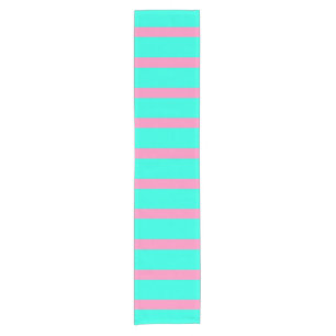 Pastelltürkis, blau-grün und rosa Streifen Kurzer Tischläufer