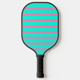 Pastelltürkis, blau-grün und rosa Streifen Pickleball Schläger