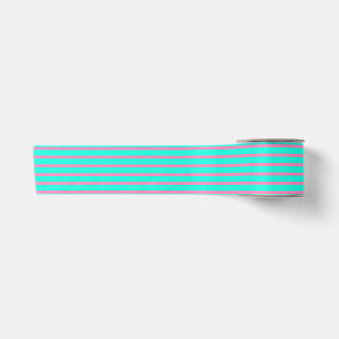 Pastelltürkis, blau-grün und rosa Streifen Satinband