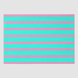 Pastelltürkis, blau-grün und rosa Streifen Seidenpapier
