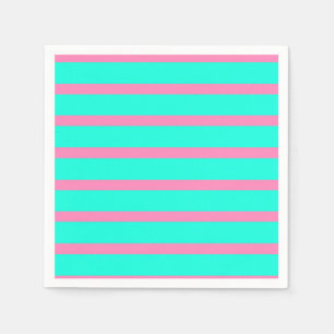 Pastelltürkis, blau-grün und rosa Streifen Serviette