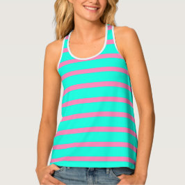 Pastelltürkis, blau-grün und rosa Streifen Tanktop