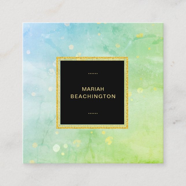 *~* Pastelltürkis-Himmel-Blau-Limones grünes Quadratische Visitenkarte (Vorderseite)