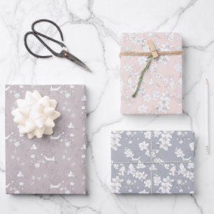 Pastellvögel und Blume Geschenkpapier Set