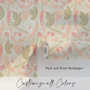 Pastellvögel und Reben Tapete