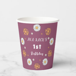 Pastellweiße und rosa orangefarbene Blume Pappbecher