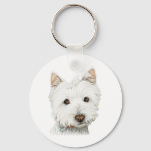 PastellWestie Hund Schlüsselanhänger