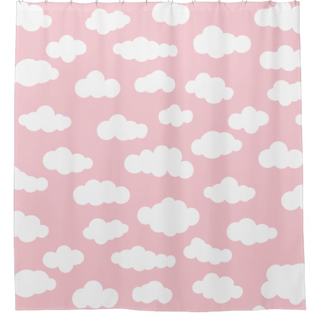 Pastellwolken Ästhetisch Weiß und Rosa Mädchen Duschvorhang (Vorderseite)