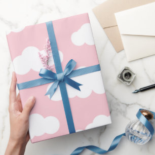 Pastellwolken ästhetische Weiß- und Rosa-Kunst Geschenkpapier