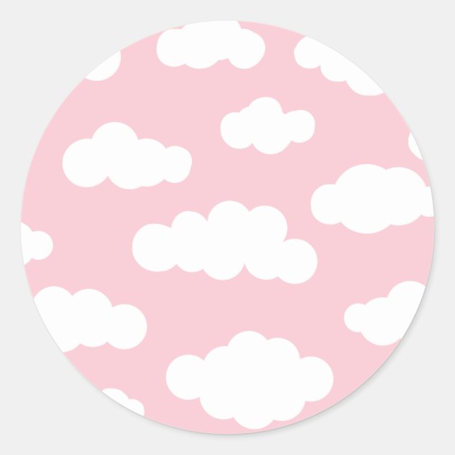 Pastellwolken ästhetische Weiß- und Rosa-Kunst Runder Aufkleber (Vorderseite)