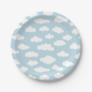 Pastellwolken Ästhetisches Baby Blau und Weiß Pappteller