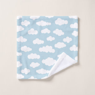 Pastellwolken Ästhetisches Baby Blau und Weiß  Waschlappen