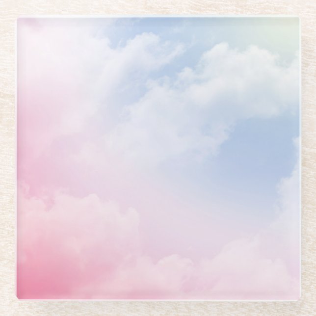 Pastellwolken: Serene Hintergrundmuster Glasuntersetzer (Vorderseite)