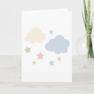 Pastellwolken und Sterne Baby Shower Karte