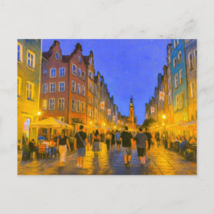 Pastellzeichnung des Danziger Stadttorblicks auf N Feiertagspostkarte