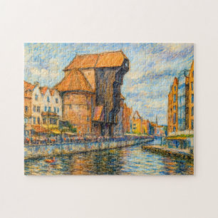 Pastellzeichnung des historischen Krantors in Dan Puzzle