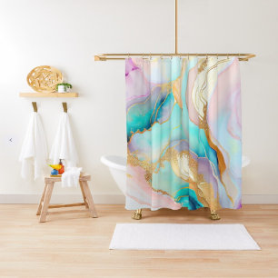 Pastelmarmorfarbe abstrakter Glitzer Kunst Duschvorhang