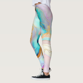 Pastelmarmorfarbe abstrakter Glitzer Kunst Leggings