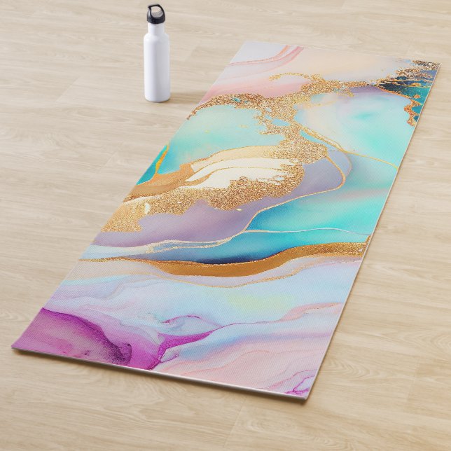 Pastelmarmorfarbe abstrakter Glitzer Kunst Yogamatte (Beispiel)