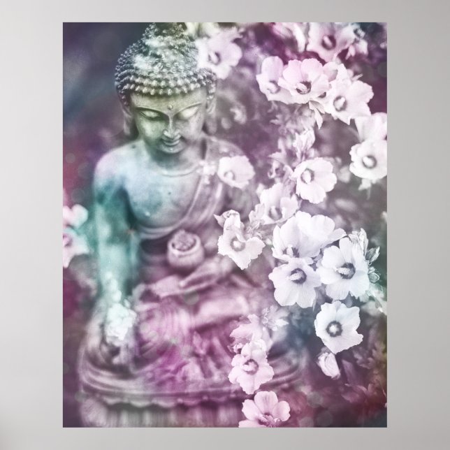 *~* Pastelmediation Zen Buddha Meditat Blume Poster (Vorne)