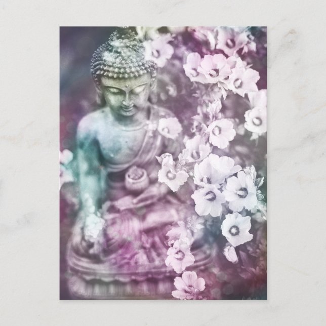 *~* Pastelmediation Zen Buddha Meditat Blume Postkarte (Vorderseite)