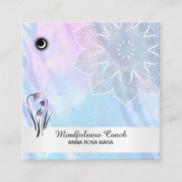 *~* Pastelmoon QR-Code Mandala Foil Floral Squar Quadratische Visitenkarte