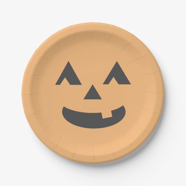 Pastelorange Jack-o-Laterne-Halloween-Party Pappteller (Vorderseite)
