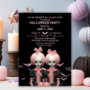 Pasteloween Twins Adult Halloween-Party Einladung