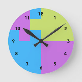 Pastelrino Moderner Farbblock Runde Wanduhr