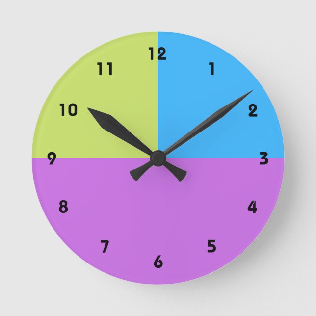 Pastelrino Moderner Farbblock Runde Wanduhr (Vorderseite)