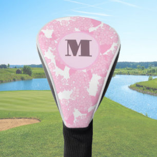 Pastelrosa, blütenfarbene, kundengebundene Monogra Golf Headcover