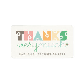 Pastels Daisy Blooms Baby Dusche Danke Labels Adressaufkleber