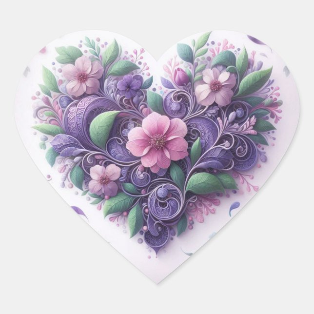Pastels Scrolly Heart Herz-Aufkleber (Vorderseite)