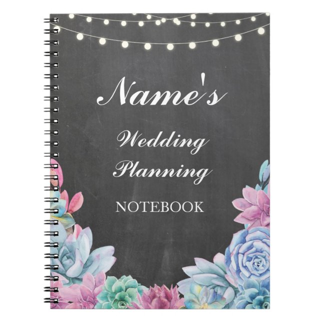 Pastels Succulents Notebook Wedding Planning Notes Notizblock (Vorderseite)