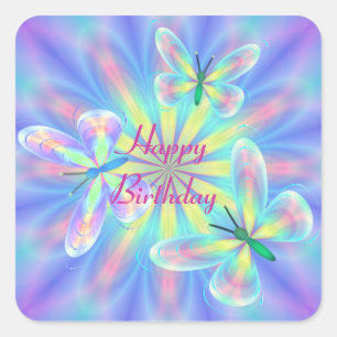 Pastelschmetterlinge Quadratischer Aufkleber