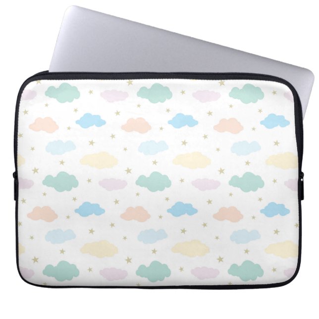 Pastelstars und Wolken Laptopschutzhülle (Vorderseite)