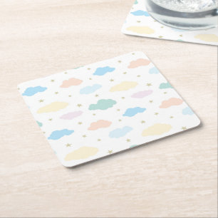 Pastelstars und Wolken Rechteckiger Pappuntersetzer