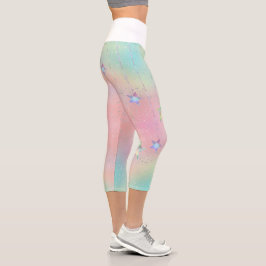 Pastelwirbelsterne und niedliche Bänder Capri Leggings