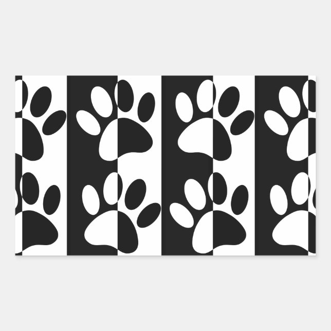 Pasten und Streifen für Hunde, schwarz und weiß Rechteckiger Aufkleber (Vorderseite)