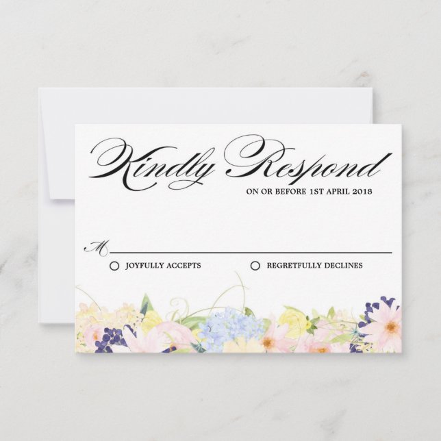 Paster Spring Flowers Wedding RSVP Card (Vorderseite)