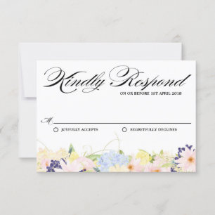 Paster Spring Flowers Wedding RSVP Card