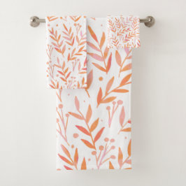Pastete Aquarellfarben, orange und rosa Badhandtuch Set