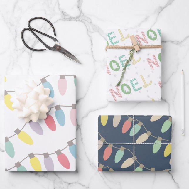 Pastete Christmas Lights Weihnachten Holiday Geschenkpapier Set (Vorderseite)