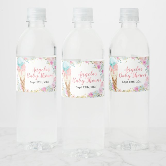 Pastete Ice Creme Floral Wasser Flasche Etikett (Flaschen)