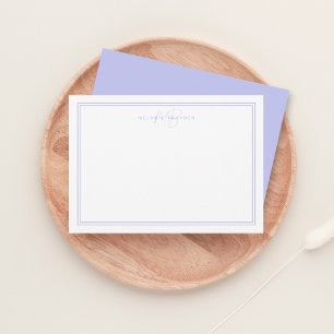 Pastete Lila Minimalistische Monogramm Zwei Grenze Mitteilungskarte