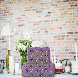 Pastete Lila Niedliche Wasserfarbe Bunny Floral Os Geschenkpapier