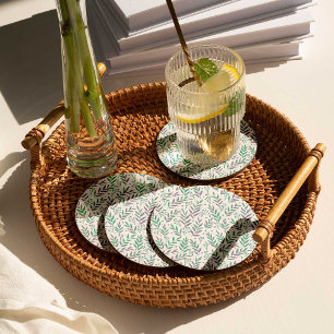 Pastete, lila und grüne Wasserfarben Runder Pappuntersetzer