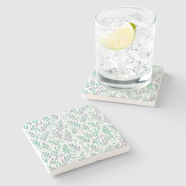 Pastete, lila und grüne Wasserfarben Steinuntersetzer (Seitenansicht)