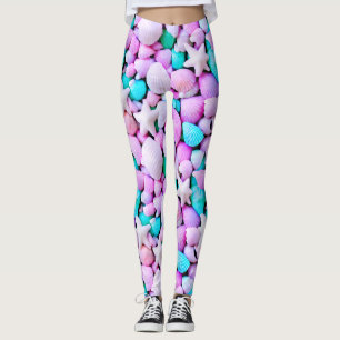 Pastete Muscheln Strandblau lila Leggings